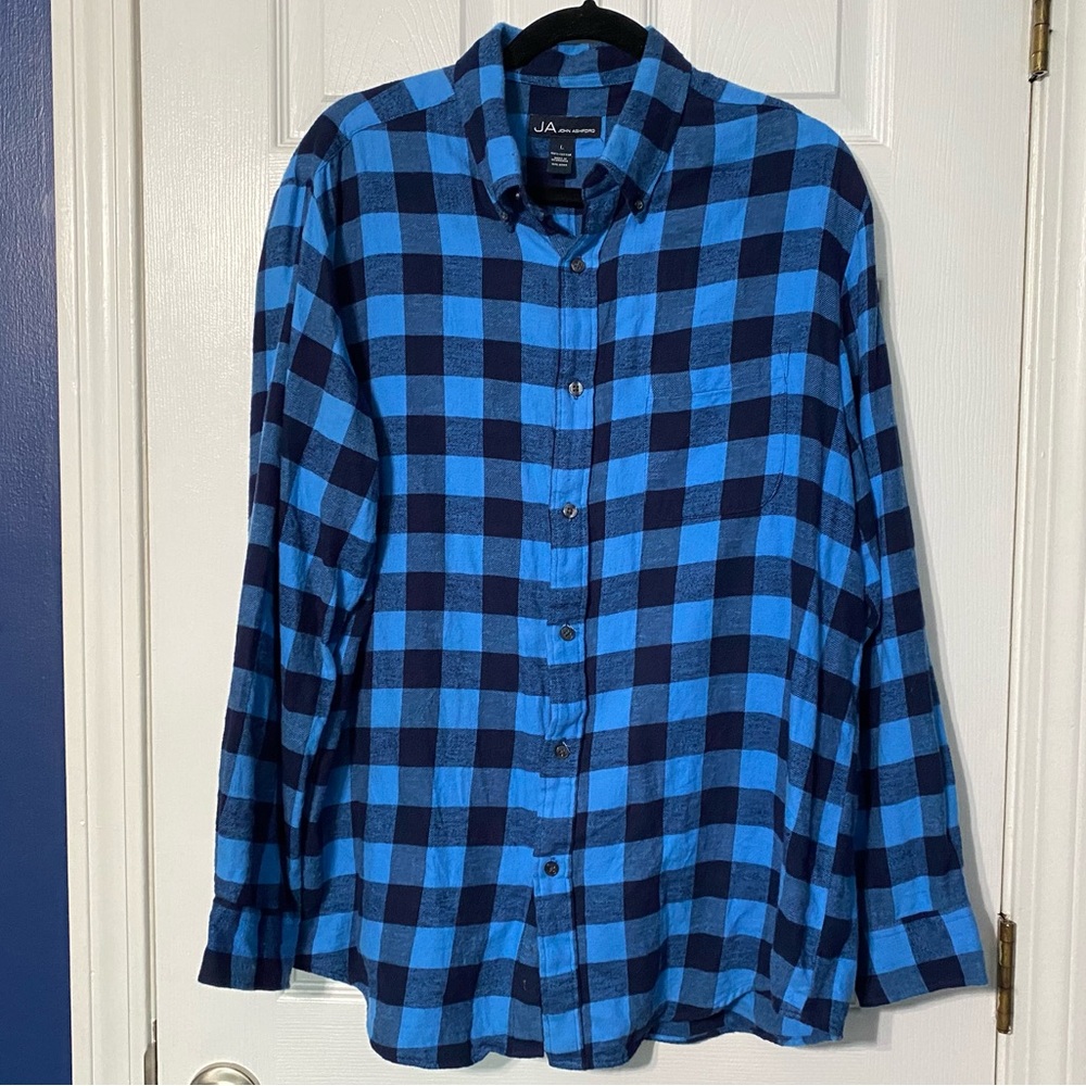 J A John Ashford Blue Flannel Button Down